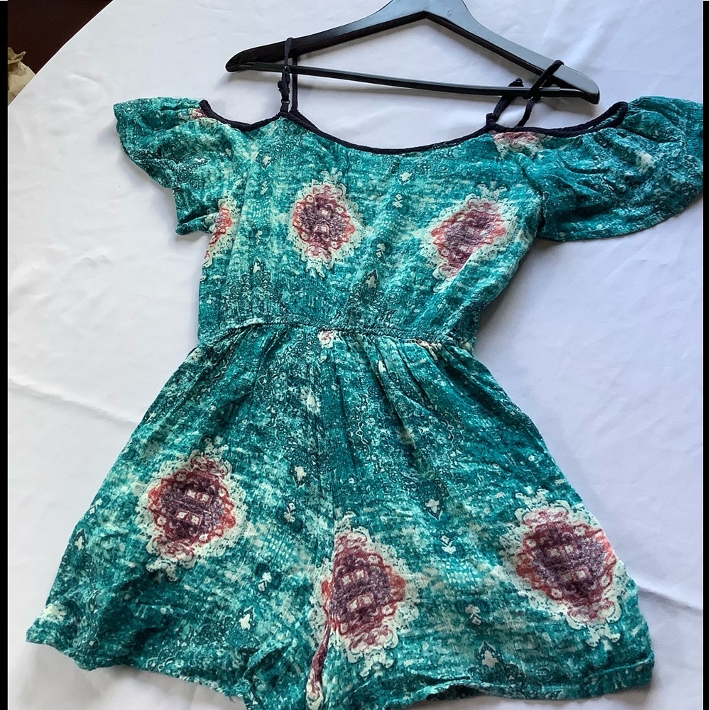 Band Of Gypsies Cold Shoulder Print Romper